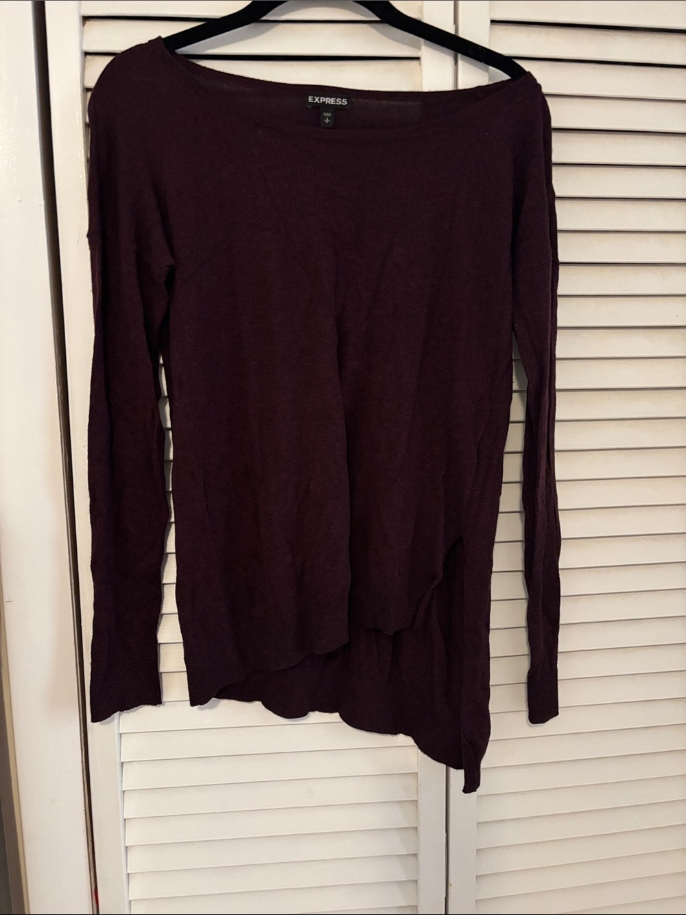 Express Women's Long Sleeve Scoop Neck Top in Plum